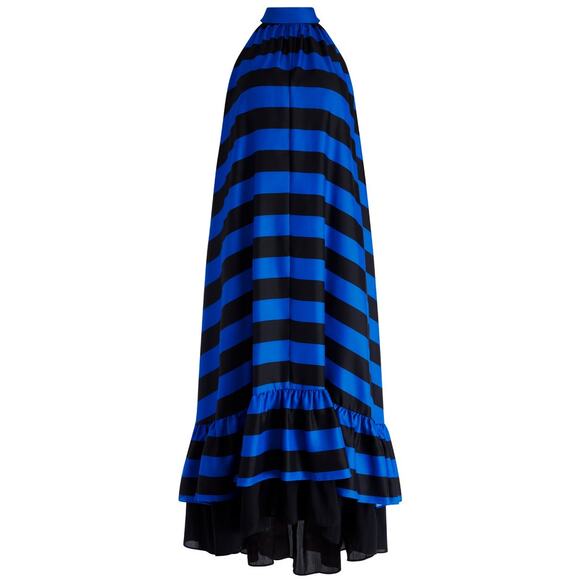 Alice + Olivia Blue and Black Striped Halter Maxi Dress - Picture 2 of 11